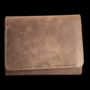 Leather Wallets Purses: Genuine Leather Rustic Fold Out Wallet - Brown