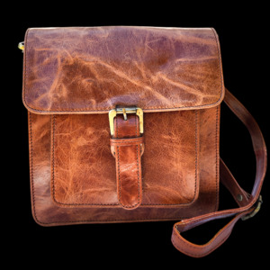 Genuine Leather Shoulder Bag - Vintage Brown