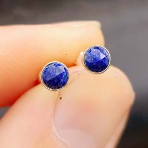 5mm 925 Sterling Silver & Lapis Lazuli Stud Earrings