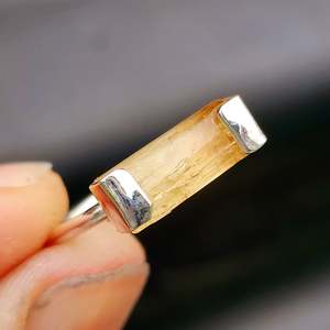 Solid 925 Sterling Silver & Natural Raw Imperial Topaz Handmade Ring