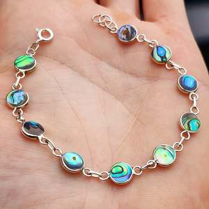 Solid 925 Sterling Silver & Natural Paua Handmade Chain Bracelet