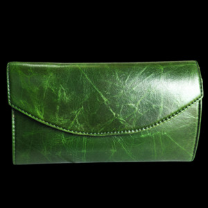 Leather Wallets Purses: Genuine Leather Purse - Vintage Green