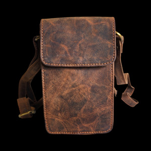 Genuine Leather Shoulder Bag - Vintage Brown