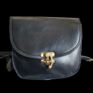 Leather Bags: Genuine Leather Hand bag - Black