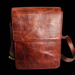 Genuine Leather Shoulder Bag - Vintage Brown