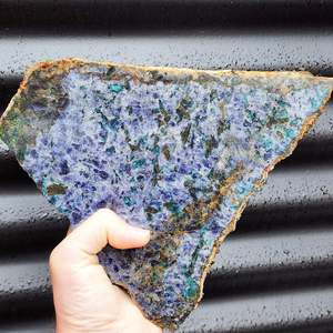 Gemstone Carving Slices: 1.75kg Natural Iolite with Green Tourmaline Carving Slice (R14B476)