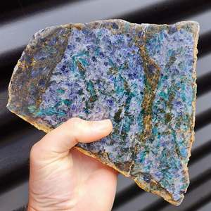 1.8kg Natural Iolite with Green Tourmaline Carving Slice (R14B475)