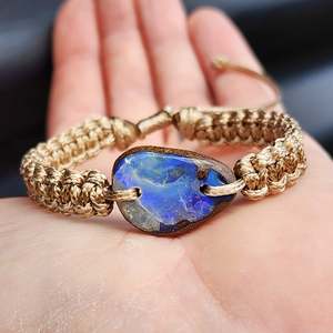 Amber Bracelets: Australian Opal One Off Macrame Bracelet (1A3-812)
