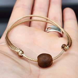 Rustic Recycled Brown Sea Glass One Off Bracelet (1A3-712)