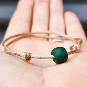 Rustic Recycled Turquoise Sea Glass One Off Bracelet (1A3-709)