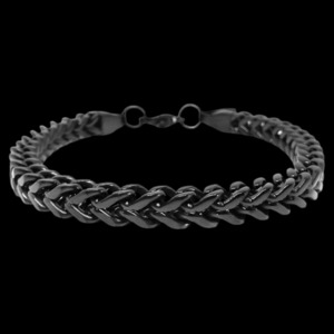 Amber Bracelets: 6mm Black Stainless Steel Chain Bracelet