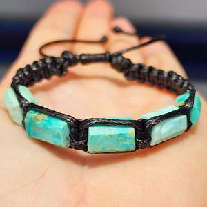 Amber Bracelets: Natural Turquoise Cylinder Black Macramé Bracelet