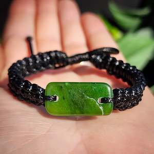 Nephrite Jade / Greenstone One Off Macrame Bracelet (1A3-818)