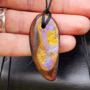 Genuine Australian Opal Carved Pendant Necklace (1BBB297)
