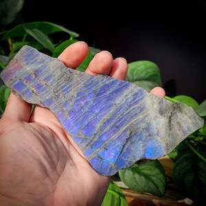 Gemstone Carving Slices: 300g Purple FLASH Raw Labradorite Carving Slice (S14B2)