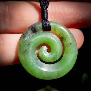 Nephrite Jade / Greenstone Carved Koru Pendant Necklace (N507)