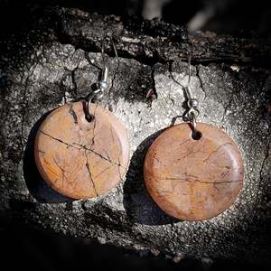 NZ Rhodonite Hanging Hook Earrings (N632)