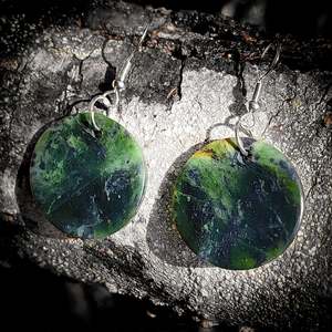 NZ Greenstone Pounamu Hanging Hook Earrings (N630)