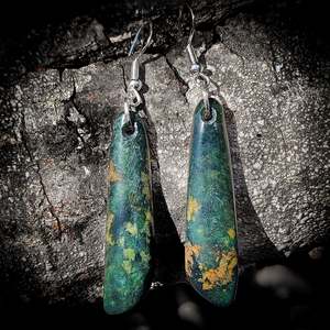 NZ Greenstone Pounamu Hanging Hook Earrings (N629)