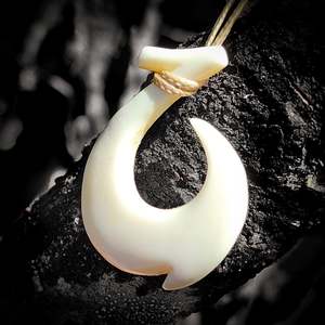 Natural Carved Maori Bone Carving Pendant Necklace - Wide Hook