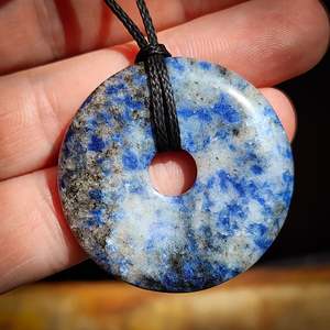 40mm Natural Sodalite Donut Pendant Necklace