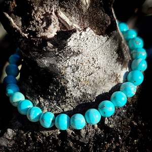 Elastic Bracelets: 6mm Turquoise Stones Elastic Bracelet