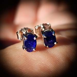 925 Sterling Silver & Natural Sapphire Stud Earrings