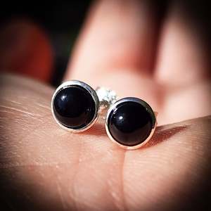 925 Sterling Silver & Black Onyx Stud Earrings