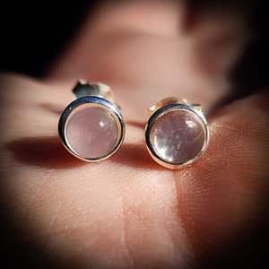 Earrings: 925 Sterling Silver & Rose Quartz Stud Earrings