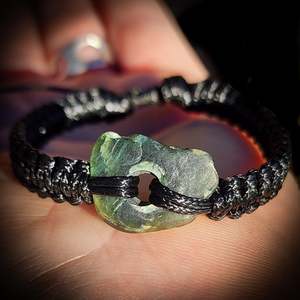 Nz Greenstone Bracelets: NZ Greenstone Pounamu One Off Macrame Bracelet (1A3-837)