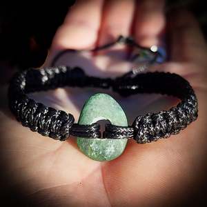 Nz Greenstone Bracelets: NZ Greenstone Pounamu One Off Macrame Bracelet (1A3-836)