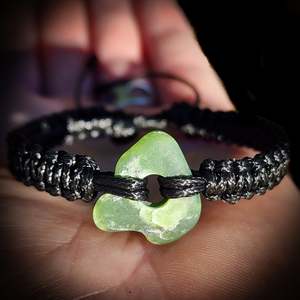 Nz Greenstone Bracelets: NZ Greenstone Pounamu One Off Macrame Bracelet (1A3-835)