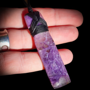 Gemstone Pendants: Natural Charoite Toki Pendant Necklace (1BBB315)