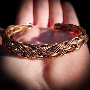 Handmade Solid Copper Wire Wrap Celtic Knot Cuff Bracelet
