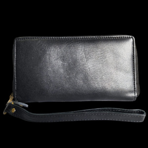 Leather Wallets Purses: (CLEARANCE) Genuine Leather Clutch Purse - Black