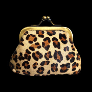 Leather Wallets Purses: (CLEARANCE) Genuine Leather & Cow Hair Coin Purse - Leopard