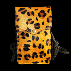 (CLEARANCE) Genuine Leather & Cow Hair Shoulder Bag - Cheetah