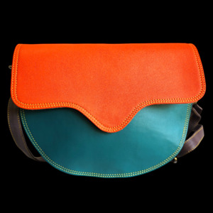 (CLEARANCE) Genuine Leather Half Round Patchwork Handbag / Shoulder Bag