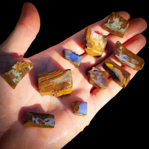 Gemstone Carving Slices: 10pcs Raw Australian Boulder Opal (N822)