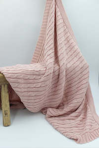 Bassinet Cot Bedding: Baby Cable Blanket - Pink