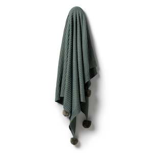 Bassinet Cot Bedding: Wilson & Frenchy Knitted Jacquard Blanket - Dusty Olive Fleck