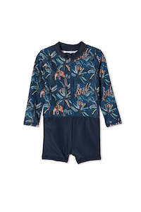 Baby Swimwear: Milky Tiger Palm L/S Swimsuit