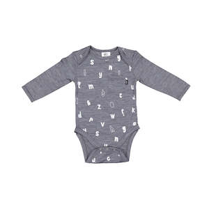 Essentials: Little Flock of Horrors Blake Bodysuit - Grey Marle Alphabet