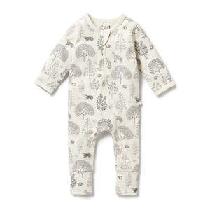 Wilson & Frenchy Organic Zipsuit with Feet - Woodland