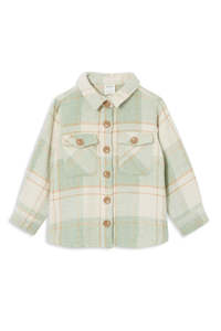 Boy Shirts: Milky Green Check Overshirt