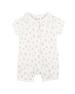 Bebe Anya Ditsy Print Organic Short Sleeve Zipsuit