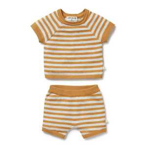 Boys Pants: Wilson & Frenchy Organic Knitted Set - Golden Wave Stripe