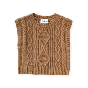 Grown Organic Chunky Cable Knit Vest - Toast