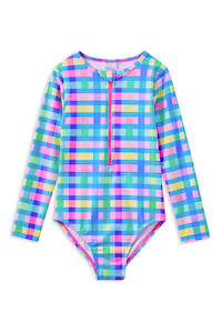 Milky Picnic Check Long Sleeve Swimsuit