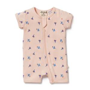 Past Summer Collections Sale: Wilson & Frenchy Little Flower Organic Rib Zipsuit